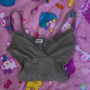 Olive Green Lace Trim Bralette